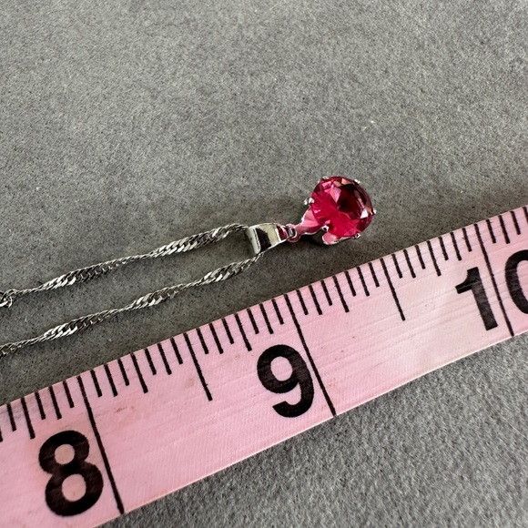 Sterling Silver Necklace and Earring Set with Pink Gemstones - Picture 5 of 10